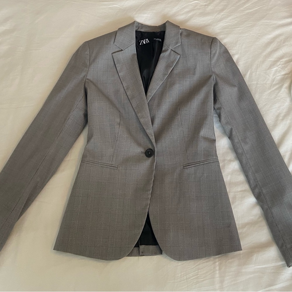 Zara | Gray plaid blazer